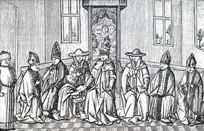 Peter de Kluizenaar, paus Urbanus II en Simeon Patriarch van Jeruzalem door Unbekannt