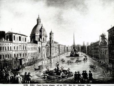 Piazza Navona in Rome, print 17e eeuw gehuisvest in Rome door Unbekannt