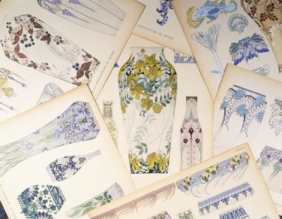 Polychrome platen van Sèvres ontwerpen; Cartons de la manufacture de Sèvres door Unbekannt