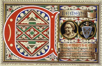 Paus Clemens II (1046-1047). Chromolithografie van 1903 door Unbekannter Künstler