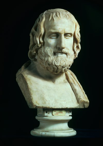 Portretbuste van Euripides (ca. 480-406 voor Christus), kopie van Grieks origineel uit de late 4e eeuw voor Christus door Unbekannt