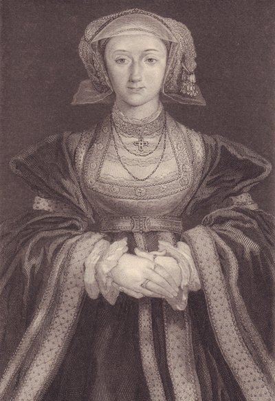 Portret van Anna van Kleef, koningin van Engeland, gravure door William M. Timlin