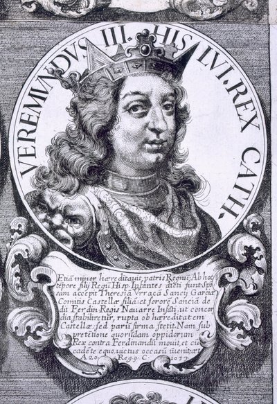 Portret van Bermudo III van Leon (litho) door Unbekannt