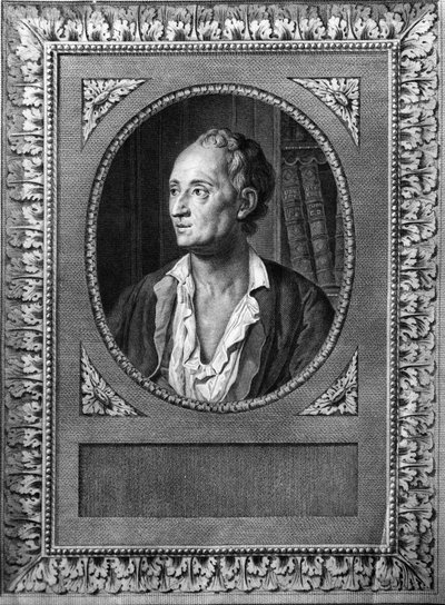 Portret van Denis Diderot - gravure 19e eeuw door William M. Timlin