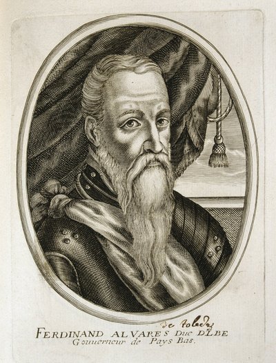 Portret van de Hertog van Alba (1507-1582) (gravure) door Unbekannter Künstler