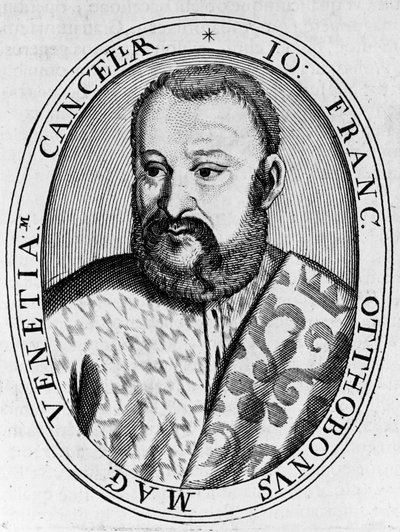 Portret van Francesco Ottoboni, Grootkanselier van Venetië, gravure door William M. Timlin