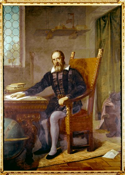 Portret van Galileo Galilei genaamd Galilee (1564 - 1642) - Anoniem schilderij - Lastra a Signa, villa selva, Italië door Unbekannter Künstler