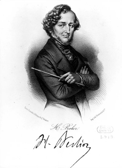 Portret van Hector Berlioz. sd. Gravure 19e eeuw. door Unbekannt