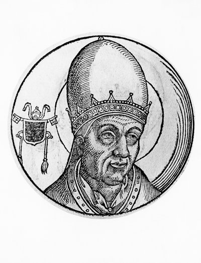 Portret van Johannes III, 61e paus van de Katholieke Kerk vanaf 561, gravure door William M. Timlin