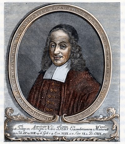 Portret van Philipp Jacob Spener (Philippe Jacques Spener) (1635-1705) Lutherse theoloog en oprichter van het piëtisme (pietisme) Gravure uit "Germania" door Johannes Scherr 1880 door Unbekannter Künstler