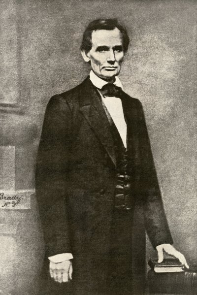 Portret van president Abraham Lincoln (1809-1865). Reproductie van een foto door Matthew Brady. door Unbekannter Künstler