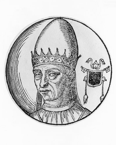 Portret van Stefanus III, of IV, 94e paus van de Katholieke Kerk vanaf 768, gravure door William M. Timlin