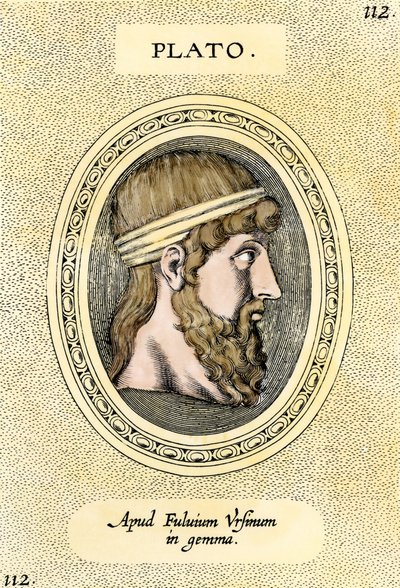 Portret van de Griekse filosoof Plato (428-348 v.Chr.) Gravure. door Unbekannter Künstler