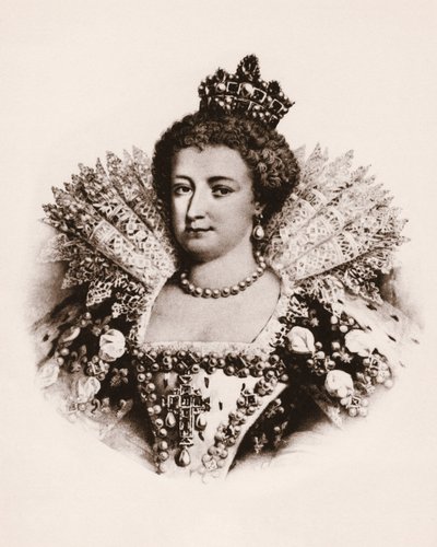 Portret van de koningin van Frankrijk Marie de Medicis (1576-1642) Gravure uit de 19e eeuw door Unbekannter Künstler