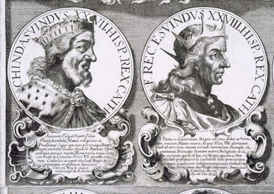 Portretten van Chindasuinth en Recceswinth (litho) door Unbekannt
