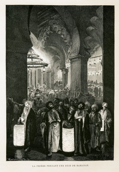 Gebed tijdens een nacht in Ramadan - Illustratie uit de Atlas van Egypte door Unbekannter Künstler