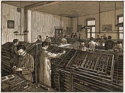 Drukkerij in Boedapest (gravure, ca. 1910) door Unbekannter Künstler