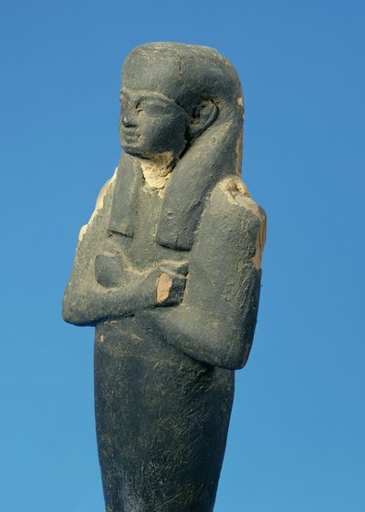 Ptah-Sokar-Osiris figuur met tripartiet pruik en gekruiste armen, Egyptisch, 21e-22e Dynastie, ca.900 v.Chr. (detail) door Unbekannt