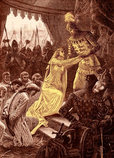 Koningin Philippa pleit voor de Burgers van Calais in 1347 (gravure) door Unbekannter Künstler