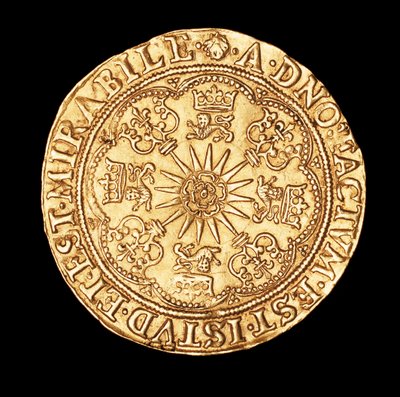 Zeldzame munt, Engeland gouden Spur Ryal, Tudor roos op Spur Rowel door Unbekannter Künstler