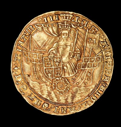 Zeldzame Engelse munt, gouden Ryal, Koningin Mary (Bloody Mary) in schip met zwaard en schild door Unbekannter Künstler