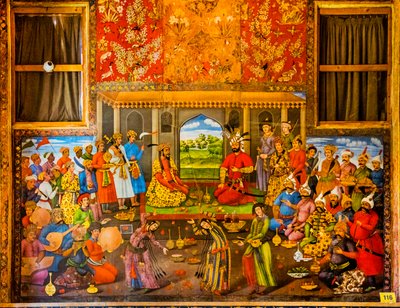 Ontvangst van de Mughal heerser Humayun 1544, fresco