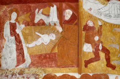 Romaans kunst: De kapel van Sint-Catharina, gewelf in de wiegbreeze, de kindertijd van Christus, de passie, het laatste oordeel en Christus in de Majesteit. Fresco