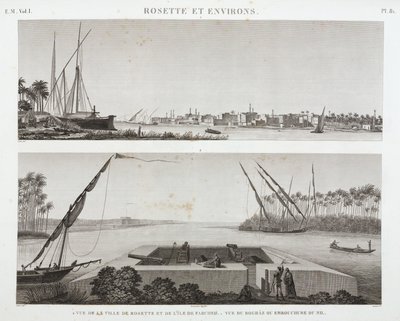 Rosetta en de monding van de Nijl, Egypte, ca. 1798 door Unbekannt
