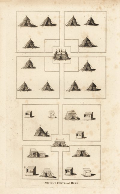 Koninklijk kampement, tijdperk van koning Hendrik VIII, met de koninklijke vertrekken, marktplein, hutten van winkeliers, slagers, enz. door Unbekannt