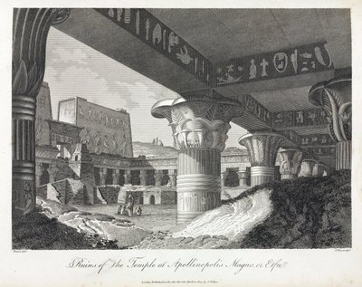 Ruïnes van de tempel van Apollinopolis Magna in Edfou (huidige Tell El Balamoun, Egypte) (oorspronkelijk gewijd aan Horus, gebouwd tussen 237 en 57 v.Chr.) door Unbekannt