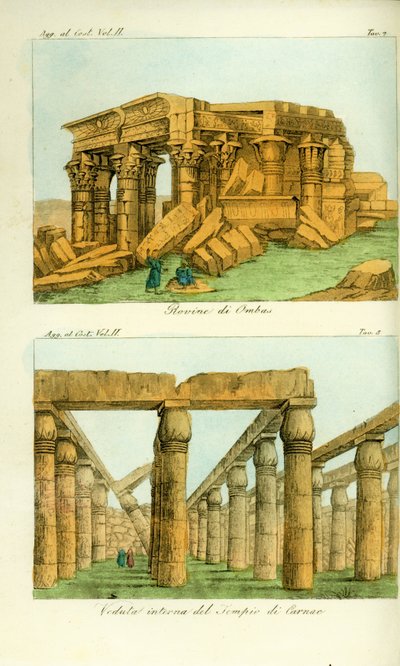 Ruïnes van de Tempel van Kom Ombo, Nubië, en zicht op de Tempel van Karnak, Luxor, Egypte door Unbekannt
