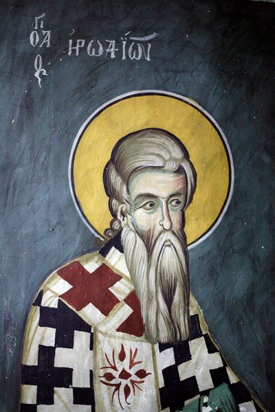 Sint-Herodion Byzantijnse fresco van het Agios Ioannis Lampadistis klooster, Sint-Johannes Lampadistis 11e eeuw Cyprus Geschilderde kerken UNESCO site Troodos, Cyprus door Unbekannt