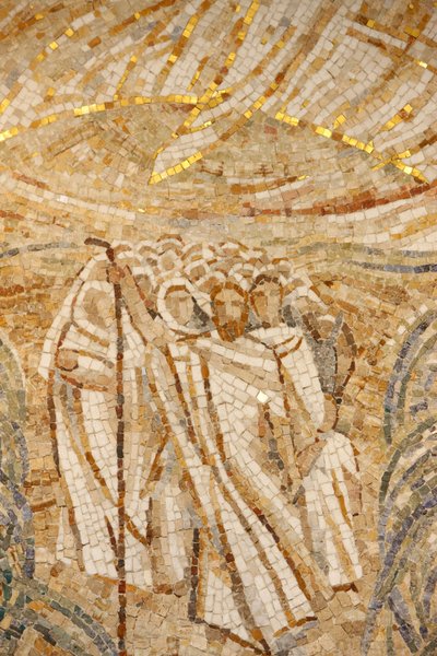 Saint-Maurice abdijbasiliek, Mozaïek door Madeleine Diener, Mozes en de Hebreeën die de Rode Zee oversteken, Saint-Maurice, Zwitserland door Unbekannt