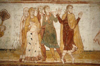 Saint-Savin abdij schilderij: Abraham en Lot scheiden, Saint-Savin-sur-Gartempe, Frankrijk door Unbekannt
