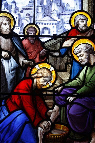 Saint Aignan Kerk: Jezus wast de voeten van zijn discipelen, Chartres, Frankrijk door Unbekannt