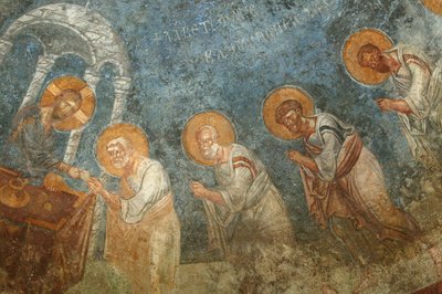 Sint-Nicolaaskerk fresco: Jezus met apostelen, Myra, Turkije door Unbekannt