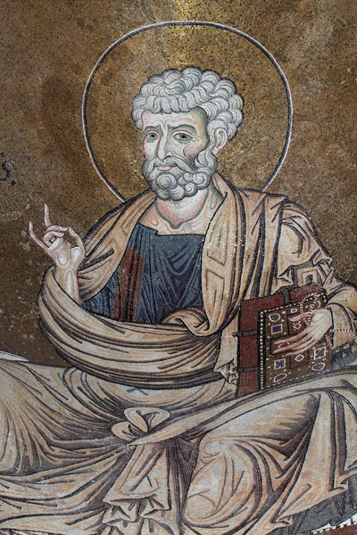 Sint-Pieter Mozaïek in de kathedraal Santa Maria Nuova 12e eeuw Monreale, Sicilië door William M. Timlin