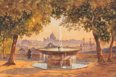 Salomon Corrodi Uitzicht over Rome vanaf de Villa Medici fontein door Unbekannter Künstler