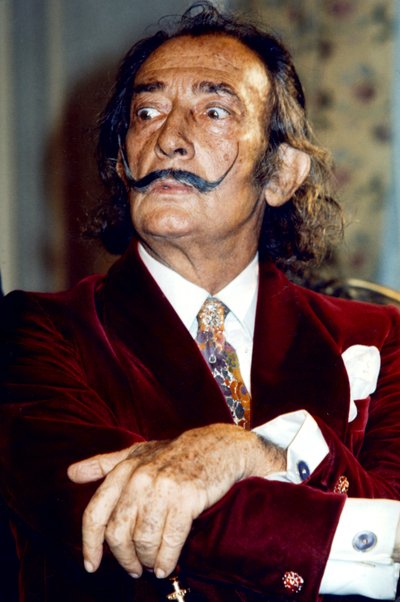 Salvador Dali (1904-1989) Spaanse kunstenaar van het surrealisme, hier ca. 1968 (foto) door Unbekannt