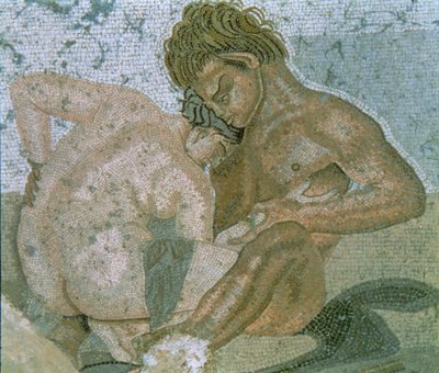 Sater en Maenade, detail van een mozaïek uit het Huis van de Faun door Unbekannter Künstler