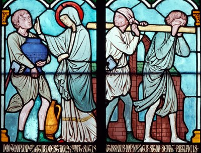 Scène uit het leven van St. Louis, glas-in-loodraam uit de Notre Dame kathedraal, Parijs door Benjamin Baud