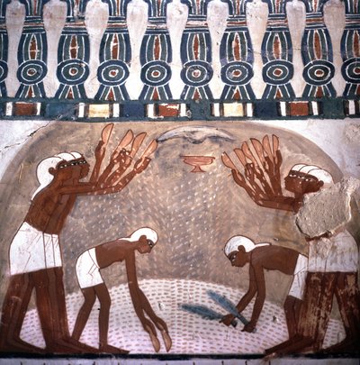 Scène van tarweoogst, graf van Nakht, kamer van het graf van edelen. Vallei der Edelen. Luxor, Egypte door Leopold Blonder