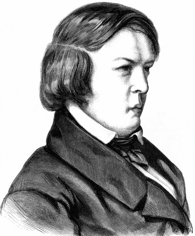 Robert Schumann, Duitse componist, geboren 08.06.1810 in Zwickau, overleden 29.07.1856 in Endenich bij Bonn, houtsnede rond 1860 door Unbekannter Künstler