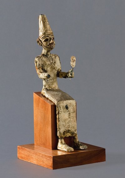 Zittend beeldje van Baäl, de Kanaänitische God van oorlog, Megiddo, ca. 1300-1200 v.Chr. door Unbekannt