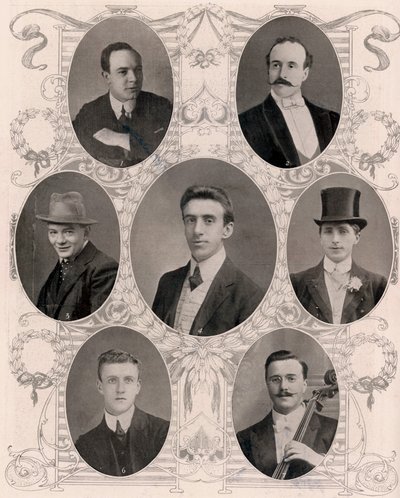 Zeven van de acht leden van de scheepsband op de Titanic door Unbekannt