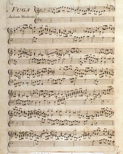 Bladmuziekpagina voor Fuga in Stukken voor het klavecimbel door Domenico Scarlatti door Unbekannter Künstler