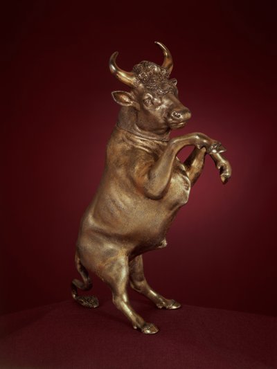 Verguld zilveren model van een steigerende stier door Hans Keller, ca. 1590 door Unbekannt