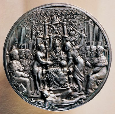 Zilveren medaille met ruiterportret van Keizer Rudolf II van Habsburg (1552-1612) door William M. Timlin