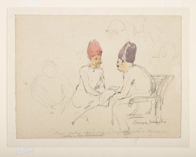Schets van Sir Cowasji Jehangir (potlood & aquarel op papier) door Unbekannter Künstler