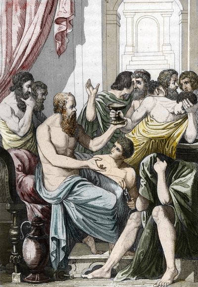 Socrates veroordeeld tot het drinken van gif (399 v.Chr.), late 19e eeuw door Unbekannter Künstler